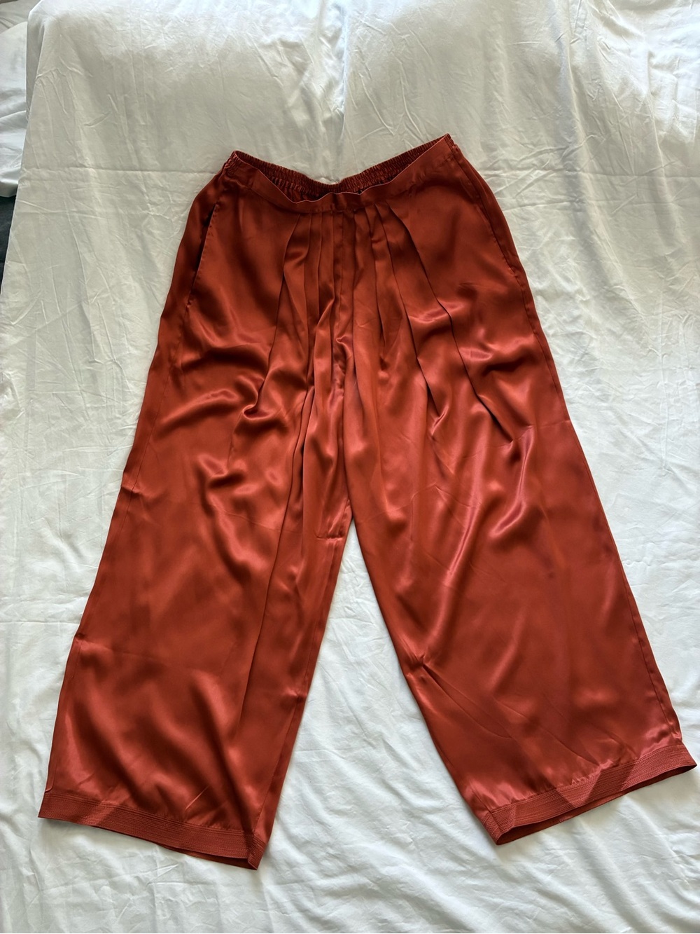 J. Peterman Rust Wide Leg Silk Pants